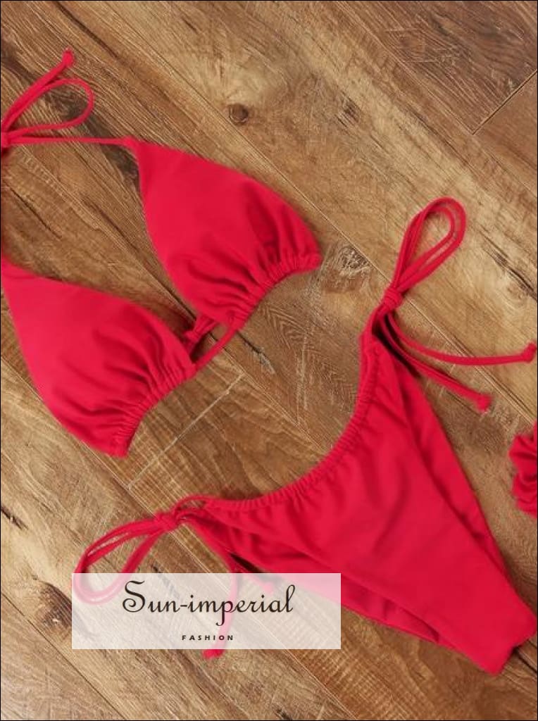 Red Halter Bikini Female Swimsuit Brazilian Micro Bikini