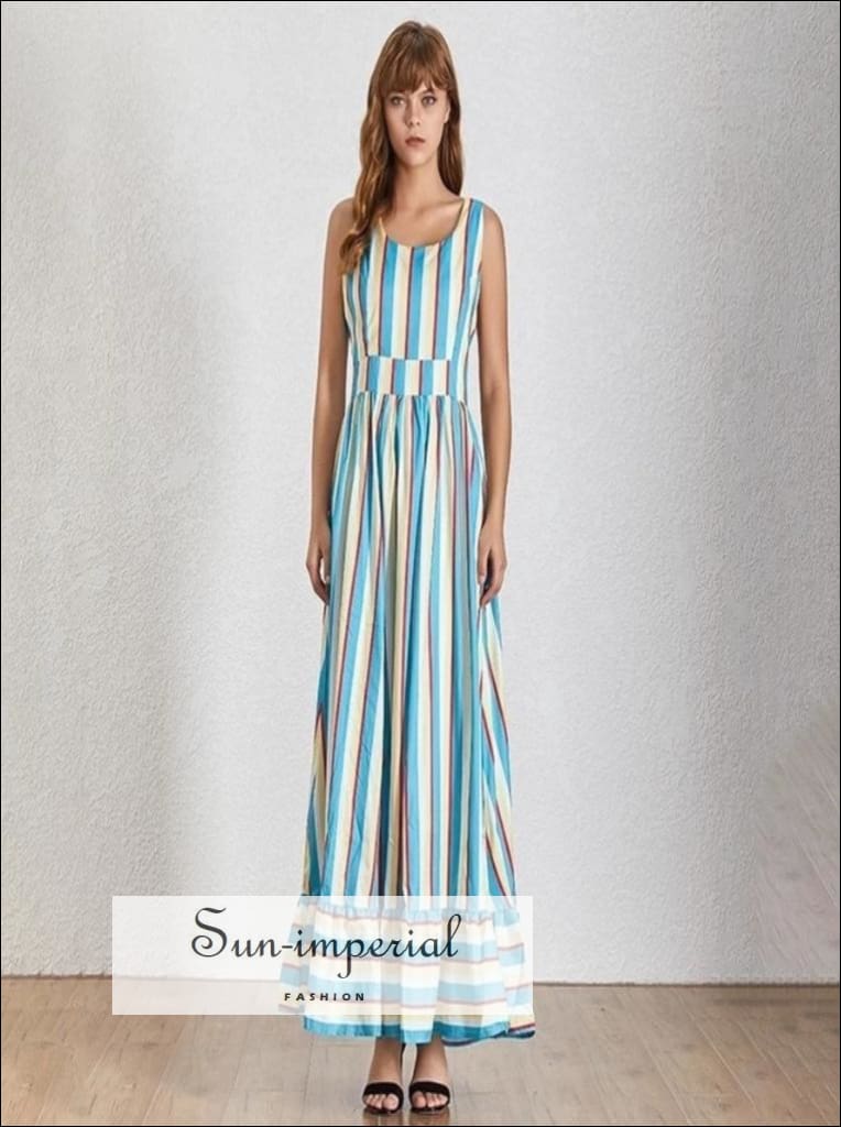 Sun-imperial - ivy dress- striped maxi dress color block backless x strap sleeveless high waist Sun-Imperial Sun-imperial - ivy dress- striped maxi dress color block backless x strap sleeveless high waist Sun-Imperial
