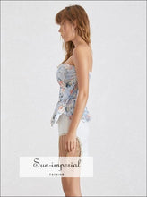Jocelyn top - Women Lace Tube Sleeveless Blouse Floral Print Hem Shirt