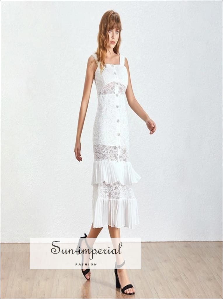 knee length dresses for ladies Sleeveless Lace Boho Mini Dress – White V-Neck Summer Dress – Boho Beach Hut main image 0