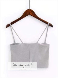 Knitted Chest Crescent Cami Strap Crop top - White SUN-IMPERIAL United States