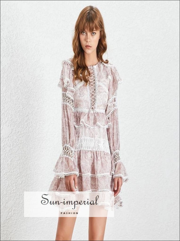 Sun-imperial - los angeles dress -white vintage lace sheer women mini a-line ruffles flare long Sun-Imperial Sun-imperial - los angeles dress -white vintage lace sheer women mini a-line ruffles flare long Sun-Imperial