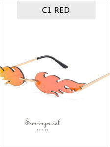 Luxury Fashion fire Flame Women Sunglasses - Red