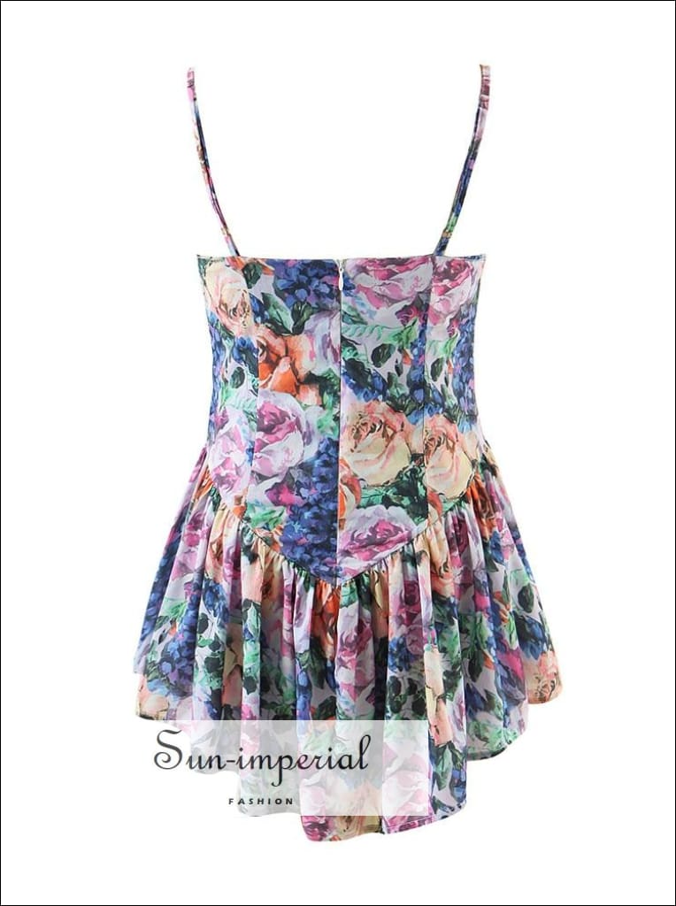 knee length dresses for ladies Ivonne Floral Cami Mini Dress Brown / L by Sugarlips main image 1