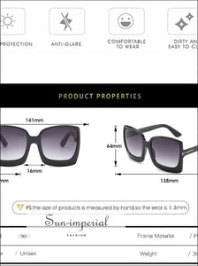 Oversized Women Sunglasses Plastic Female Big Frame Gradient Sun Glasses Uv400 - Clear Gray