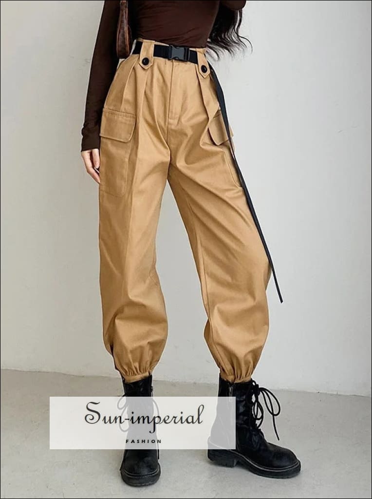 Sun-imperial - push buckle belt front elastic hem pants – Sun-Imperial