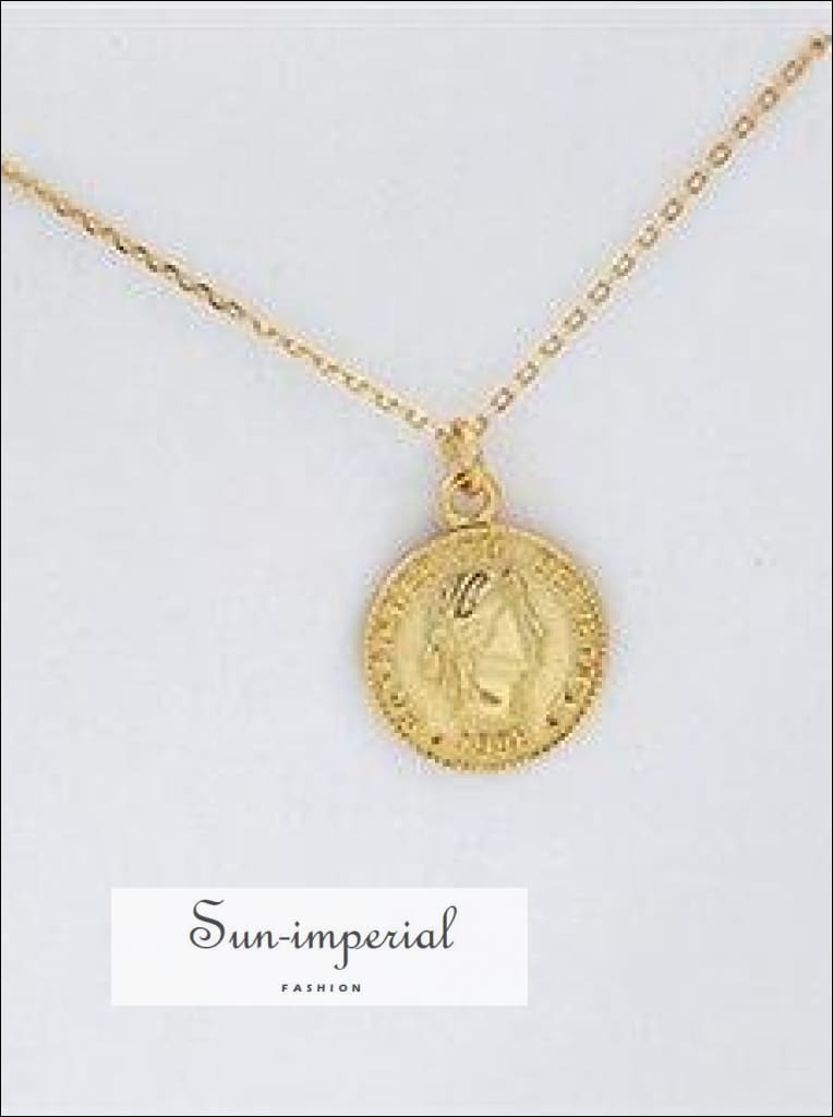 Silver and Gold Coin Round Pendant Necklaces