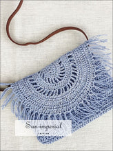 Small Braided Diagonal Ethnic Style Paper Rope Crochet Tassel Shoulder Bag Sun-Imperial United States