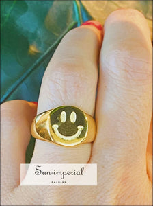 Gold Plated Stamped Smile Ring Sun-Imperial United States