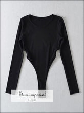 Solid Color Long Sleeved Bodysuit With Side Ring Cut Out Detail Sun-Imperial United States
