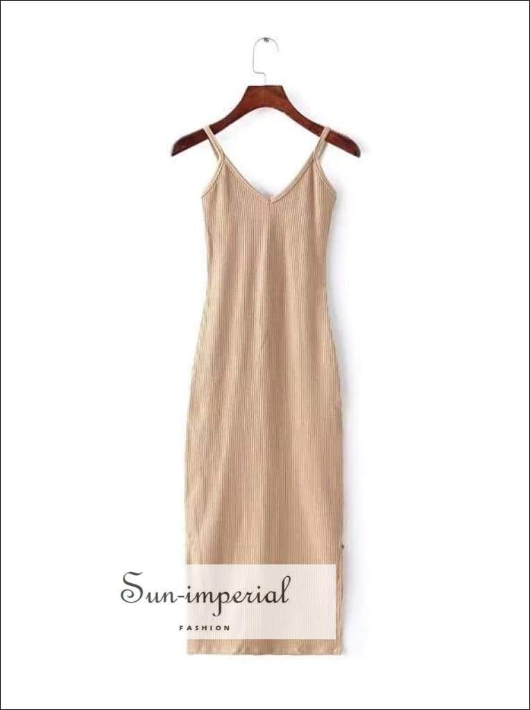 knee length dresses for ladies Shapewear Bodycon Midi Dress | Low-Back Square Neck main image 0