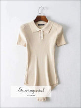 Sun-imperial Button front Polo Neck Ribbed Knitted Bodysuit High Street Fashion