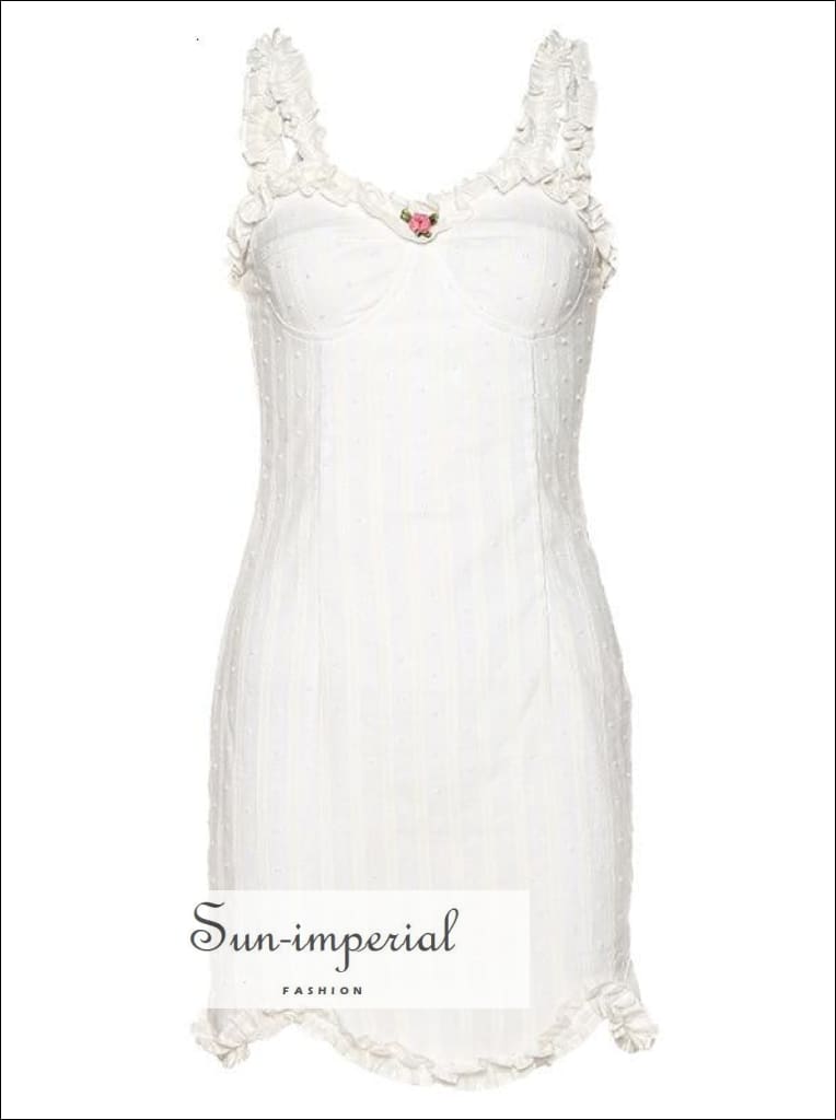 Sun-imperial - Sun imperial lace flower woman dress slim waist sleeveless short girls camisole creamy White / S Sun-imperial - Sun imperial lace flower woman dress slim waist sleeveless short girls camisole creamy White / S