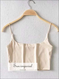 Sun-imperial Women Square Neck Crop Cami with Skinny Straps Two Layers Cami top High Street Fashion
