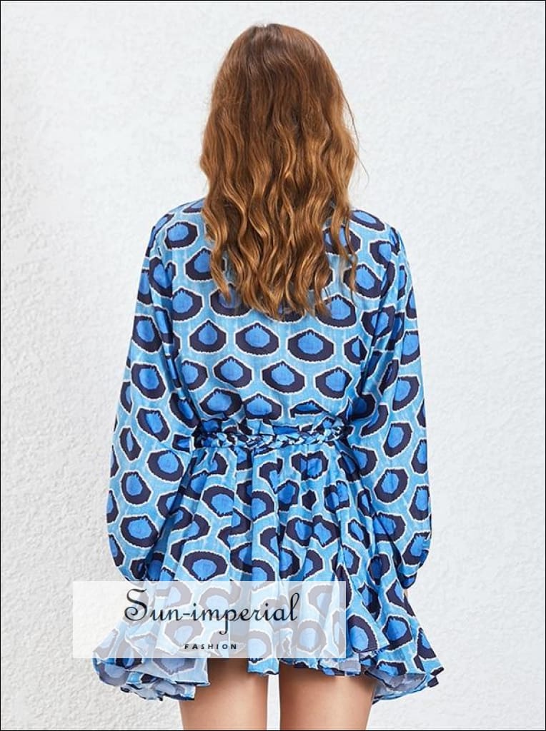 Sun-imperial - tia dress in heat -floral print mini womens dress long sleeve o neck high waist a print7 / M Sun-imperial - tia dress in heat -floral print mini womens dress long sleeve o neck high waist a print7 / M