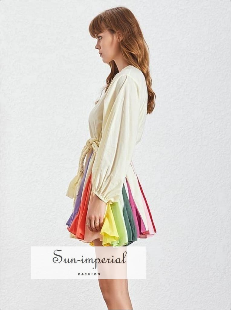Sun-imperial - tia dress in yellow rainbow