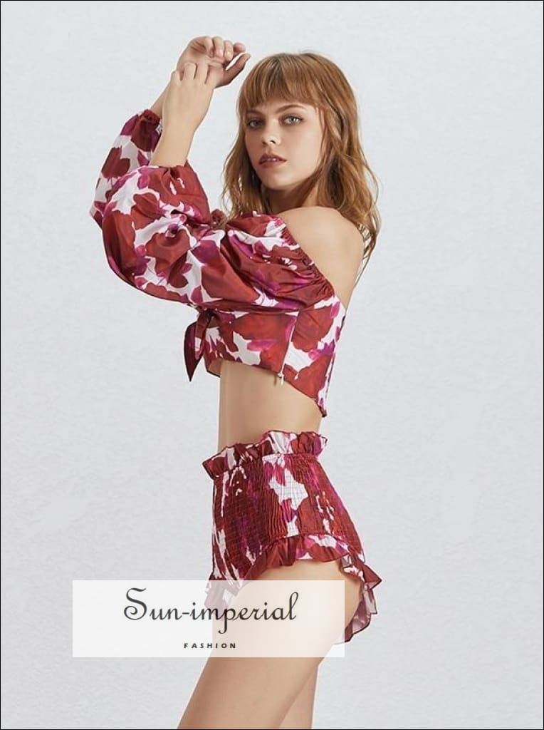 美品♡Cherry Pattern Mini One-Piece Draped Cherry Pattern Mini One-Piece