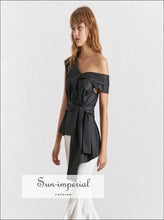 Verona top -solid Black ,white, Khaki Elegant Cold Shoulder Sleeveless Asymmetrical Women Blouse