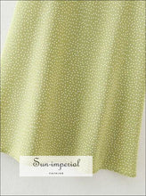 Vintage Green Polka Dot Cami Strap Midi Dress Tie Dye Ruched Bust