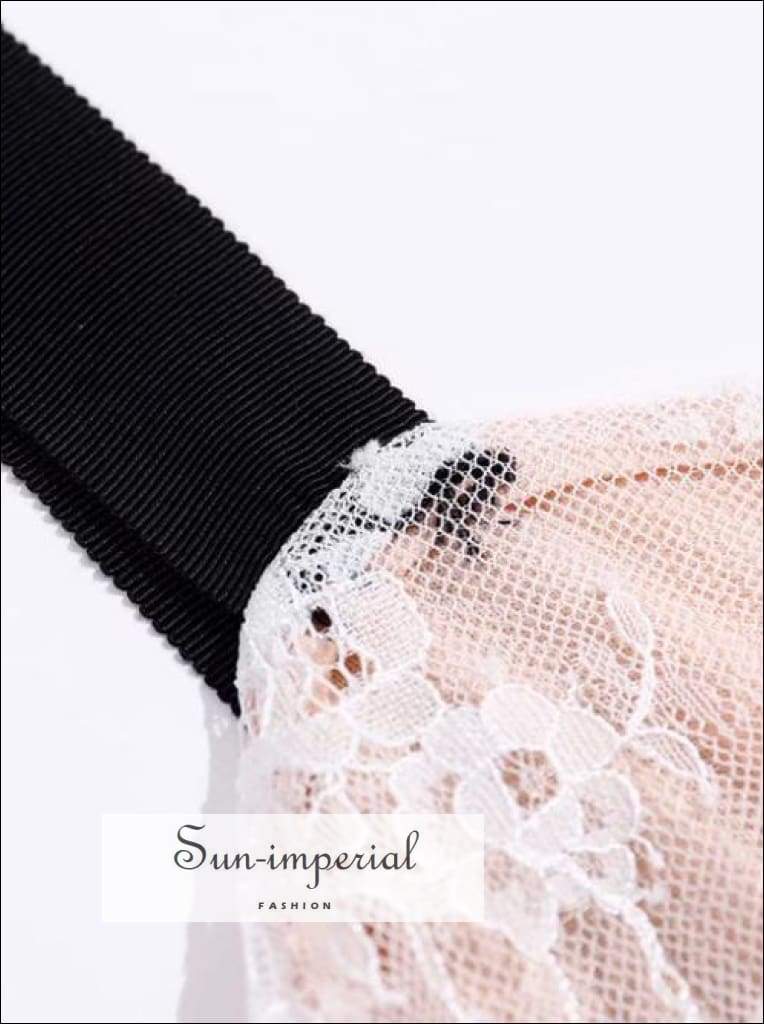 Sun-imperial - vintage White lace bodycon dress with Black tie dye cami strap mini dress Black / L Sun-imperial - vintage White lace bodycon dress with Black tie dye cami strap mini dress Black / L