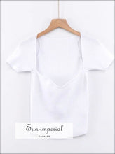 White Rib Knitted top Sweetheart Neck