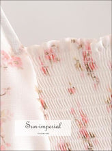 White Vintage Chiffon Split front Elastic Bust Floral Print Maxi Dress SUN-IMPERIAL United States