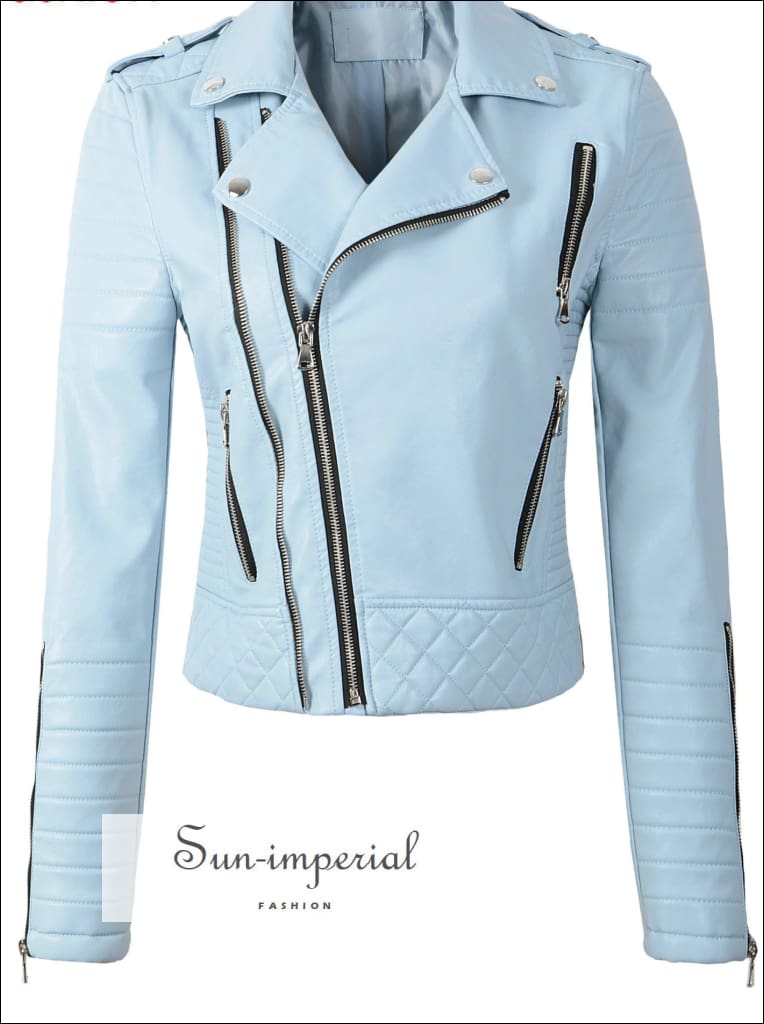 Sun-imperial - white/teal/burgundy/black/pink women motorcycle faux leather  jackets long sleeve – Sun-Imperial