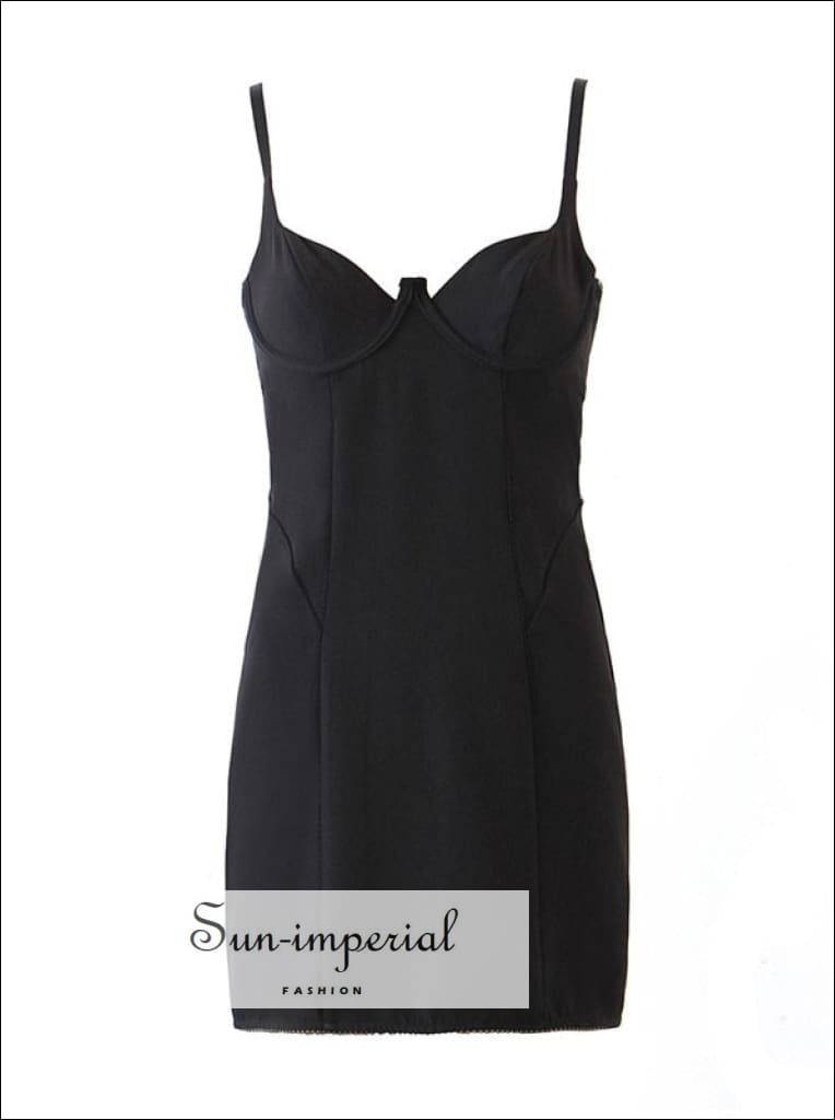 Sun-imperial - widen Black bustier bodycon cami strap party backless mini dress Black / M Sun-imperial - widen Black bustier bodycon cami strap party backless mini dress Black / M