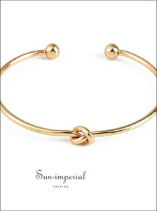 Women 4 Pcs/ Bracelets Bohemian Set Leaves Knot Round Chain Opening Gold Bracelet SUN-IMPERIAL United States