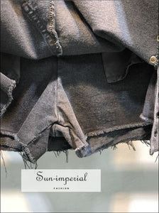 Women A-line Black Washed Ripped Split Mini Denim Skirt BASIC SUN-IMPERIAL United States