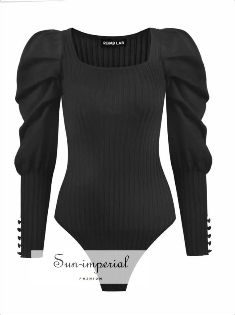 Black Puff Sleeve Bodysuit – Unique Vintage
