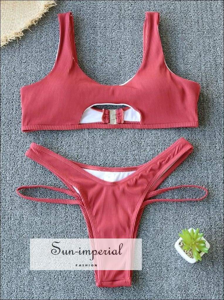 Sun-imperial - women bikini padded keyhole bra split strap bottom