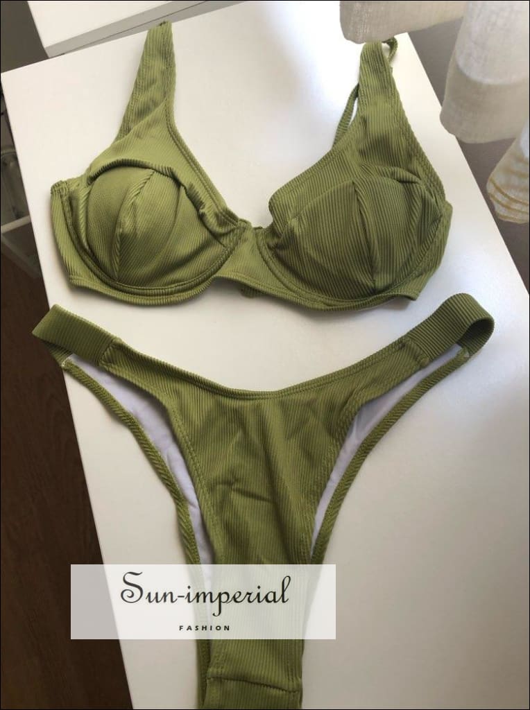 Sun-imperial - women bikini padded keyhole bra split strap bottom - green –  Sun-Imperial
