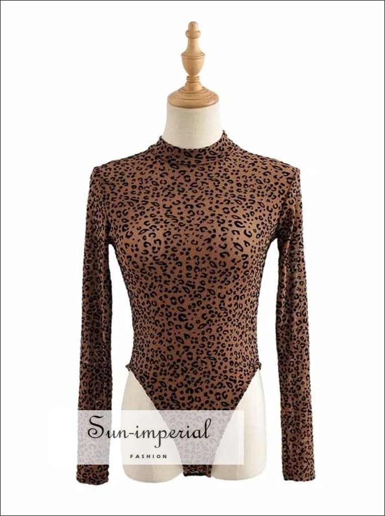 Sun-imperial - women black glitter leopard sequin sheer long sleeve bodysuit  – Sun-Imperial