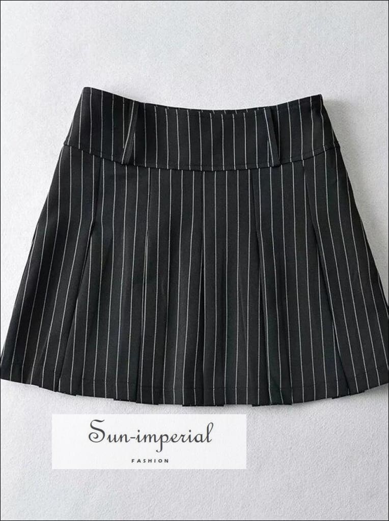 Sun-imperial - women black high rise pleated a-line mini skirt