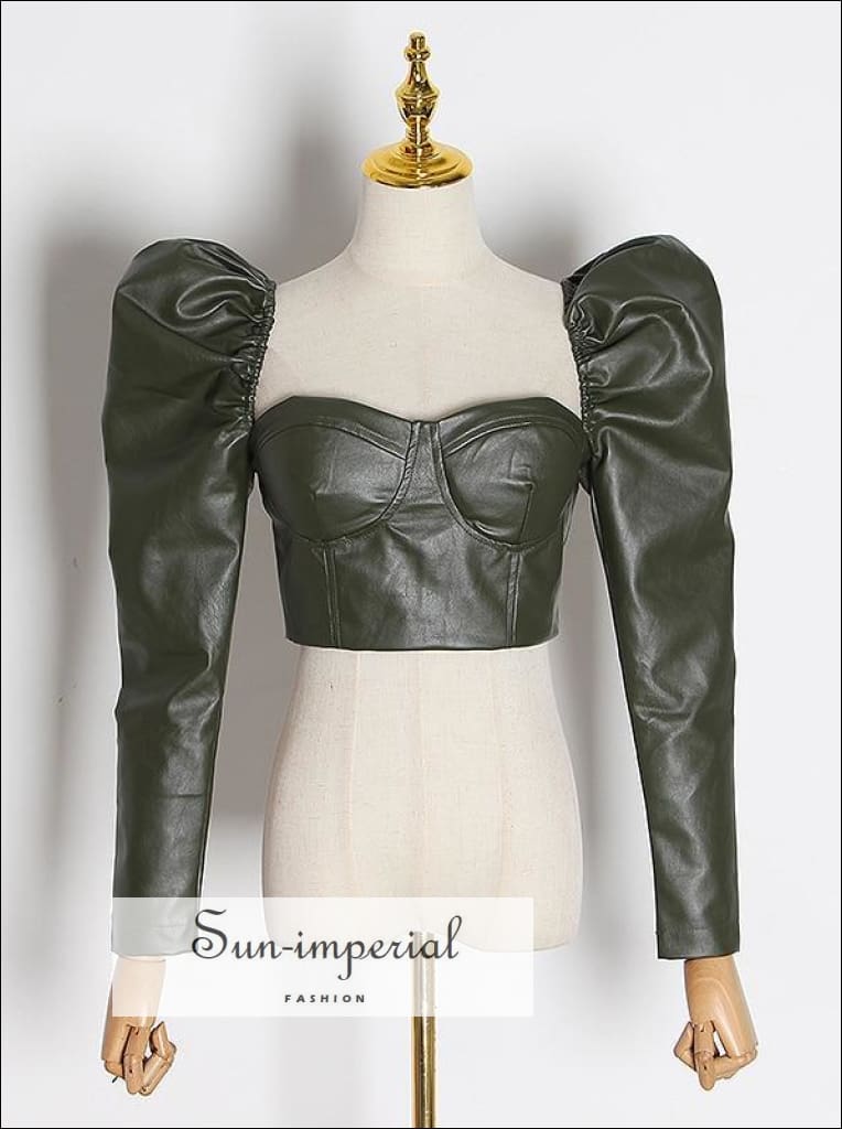 Women's Unique Leather Corset Dress Coat in Black Victorian Style By Impero