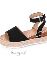Women Black Wedge Platform Sandals Strap Sandal Peep Toe Casual Woman Shoes Black, women fashion, top SUN-IMPERIAL United States