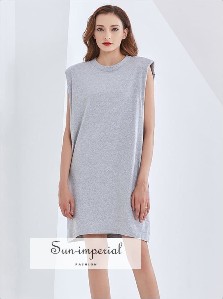 padded shoulder t shirt dress boohoo Women's Crew Neck Shoulder Pad Drape Detail T-Shirt Dress in Mocha | Size: 8