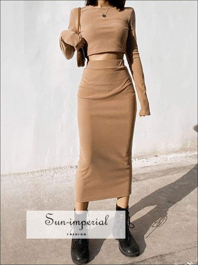 Casual Basic O Neck Long Sleeve Two Pieces Casual Basic O Neck Long Sleeve Two Pieces