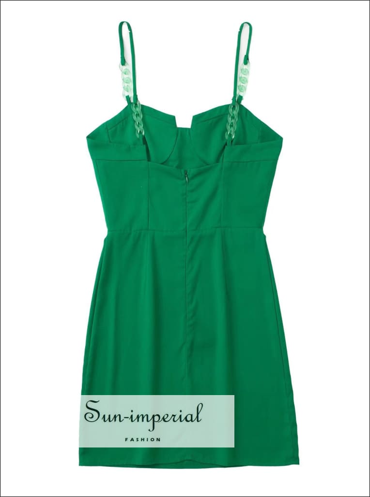 Sun-Imperial - Women Green Bodycon Camisole Corset Style Mini Dress Green / Xs Sun-Imperial - Women Green Bodycon Camisole Corset Style Mini Dress Green / Xs