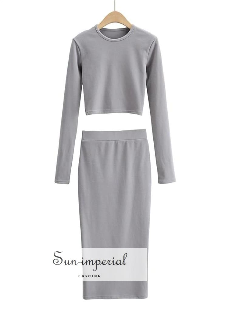 Casual Basic O Neck Long Sleeve Two Pieces Casual Basic O Neck Long Sleeve Two Pieces