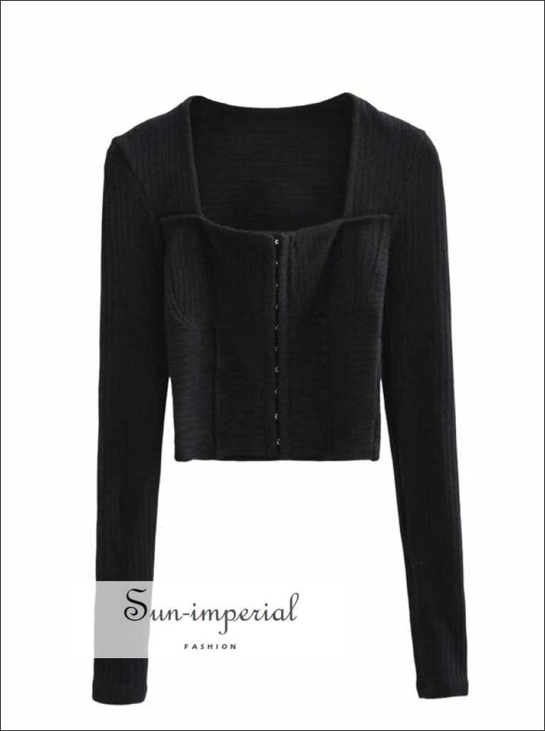 Sun-imperial - women black crew neck corset style bust seams long sleeve  bodysuit – Sun-Imperial