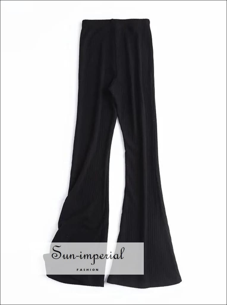 Ribbed stretch flared trousers - Women's fashion