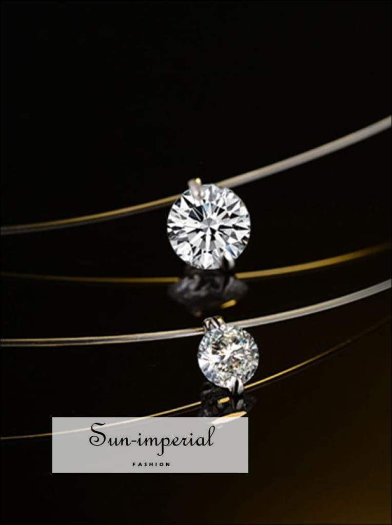 Sun-imperial - women invisible fish line necklace zircon crystal