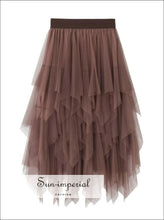 Tulle Mesh Skirts Long Maxi Skirt Elastic High Waist Multi Colors Sun-Imperial United States