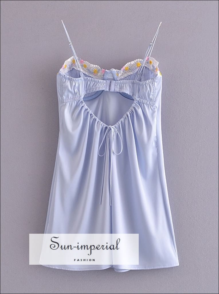 sachin and babi light blue dress Milkmaid Dress Women Low Cut Solid Color Backless Togo