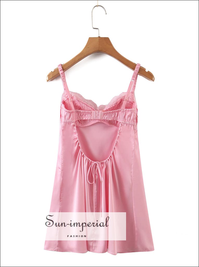 BAIKUTOUAN Pink Ribbon Women's Sexy Mini Dress Adjustable Spaghetti Strap  Cami Tank Dresses L : : Clothing, Shoes & Accessories