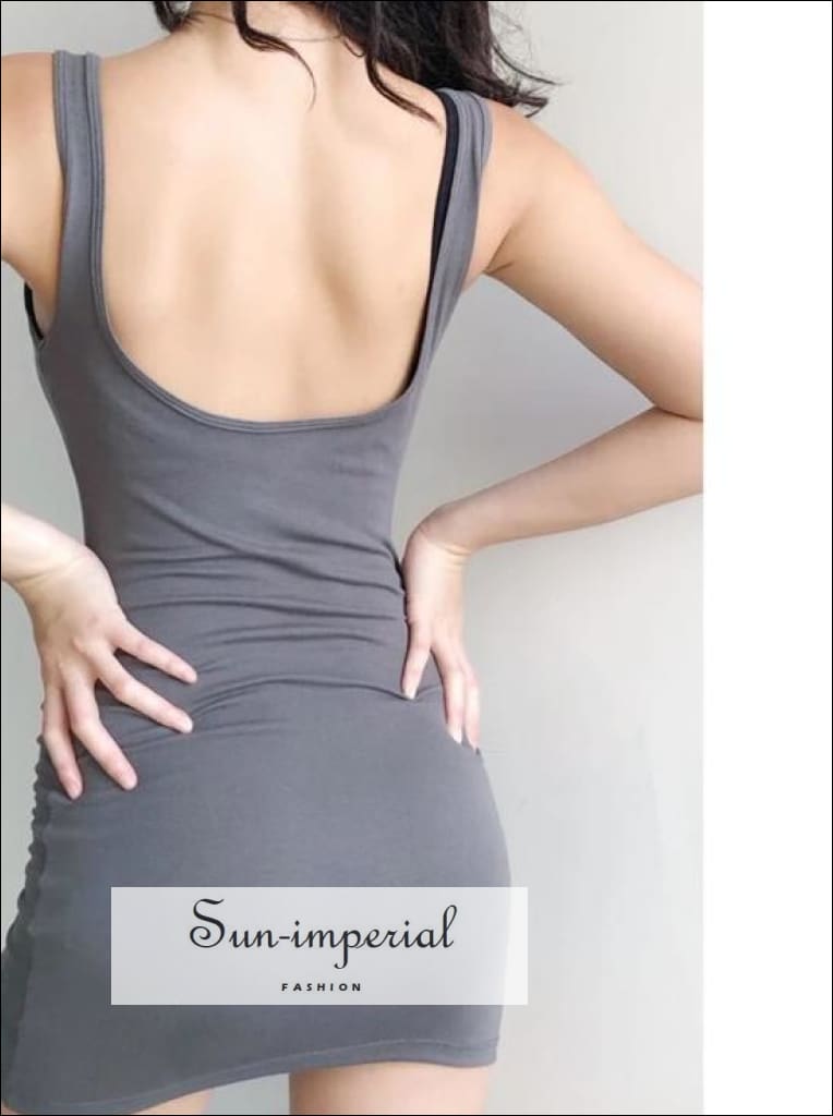 Sun-imperial - women low scoop back mini dress bodycon dress Black / S Sun-imperial - women low scoop back mini dress bodycon dress Black / S