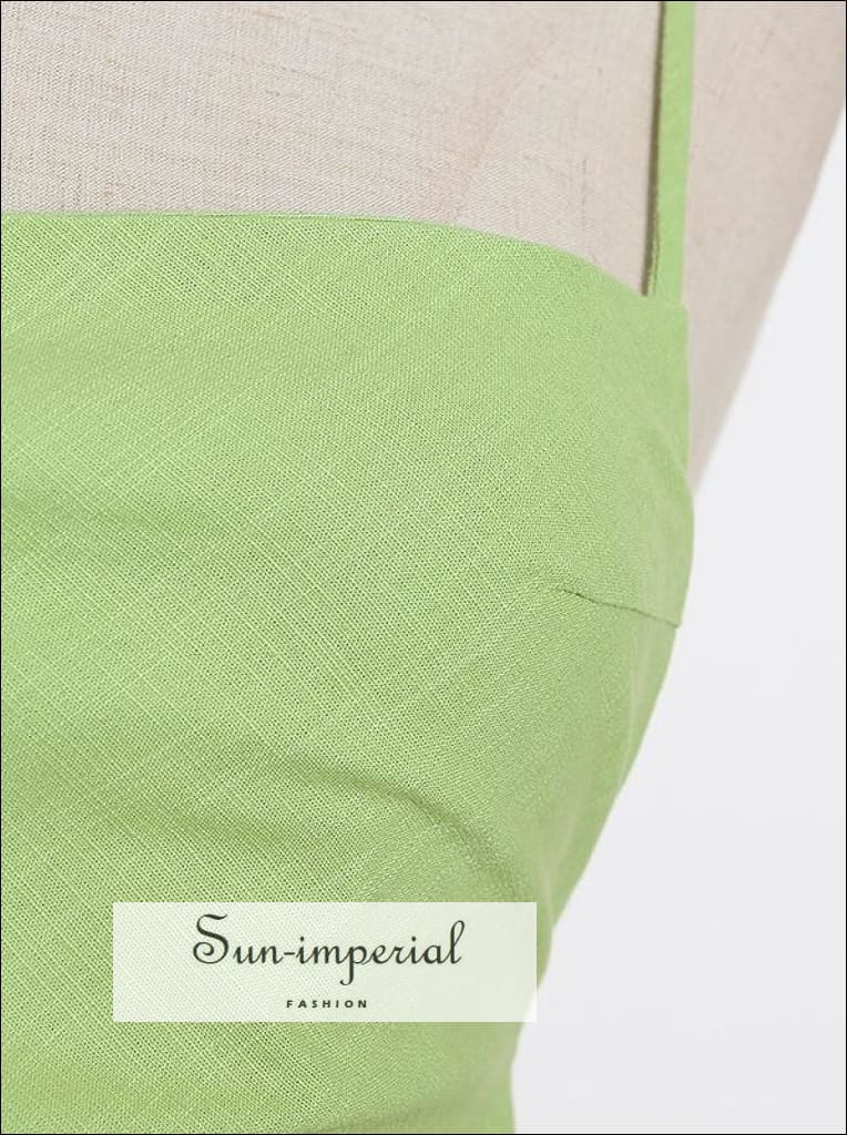 Sun-Imperial - Women Mint Green Backless Ruched Asymmetrical Square Collar Mini Dress Green / L Sun-Imperial - Women Mint Green Backless Ruched Asymmetrical Square Collar Mini Dress Green / L