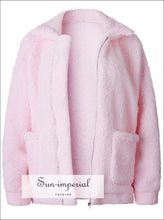 Women Oversize Teddy Faux Fur Coat Warm Soft Casual Jacket with Zipper and front Pocket SUN-IMPERIAL United States